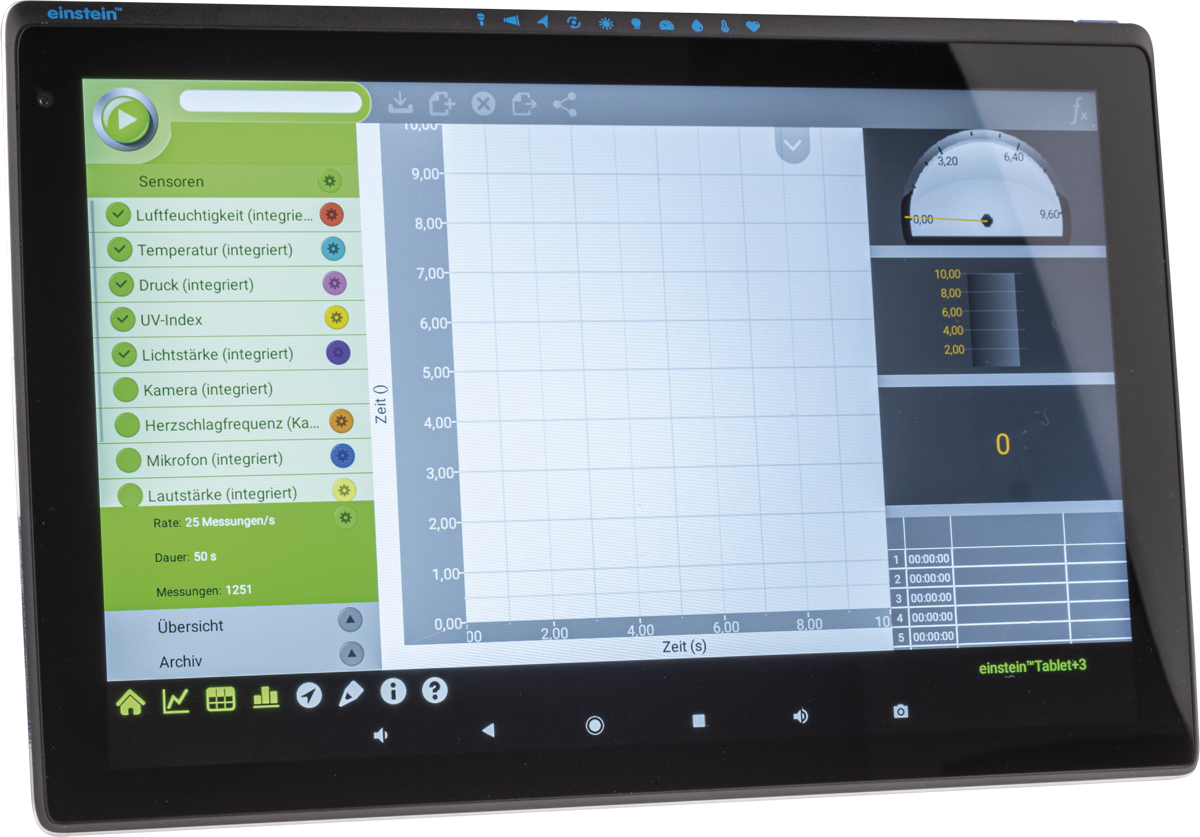 Einstein™ Tablet+3 PRO 10.1'' (25,65cm) All-in-One Android Tablet und Datenlogger mit 13 internen Sensoren