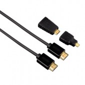 Hama High Speed HDMI-Kabel Stecker-Stecker, 1,5m + 2 HDMI Adaper (Mini+Micro), Ethernet, geschirmt